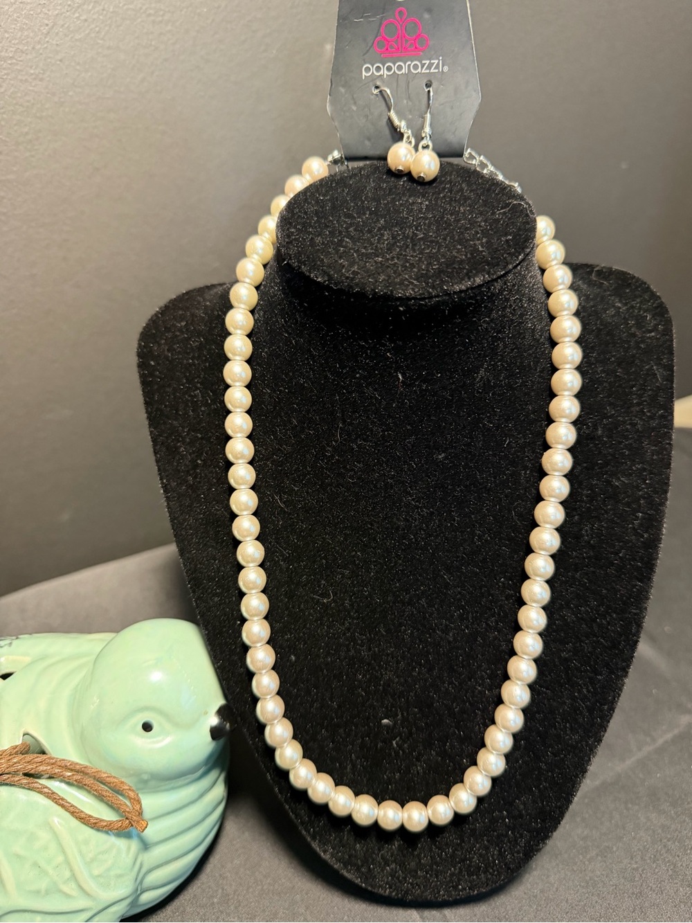 Paparazzi SILVER Pearl Beaded Necklace and Earrings Set. NEW